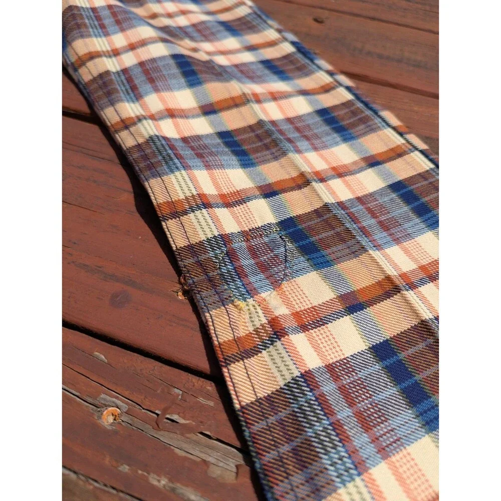 Vintage 70s Levis Plaid Flare Bell Bottoms Big Capital E 27